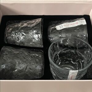 Imperial Blossom Elegant Textured Glass Tumblers - set of 4 with storage box